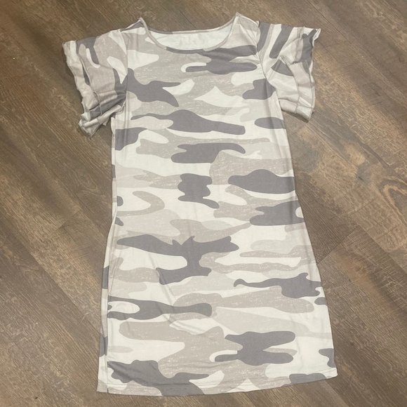 Camo Print Shift Dress, Size Small - Picture 8 of 12